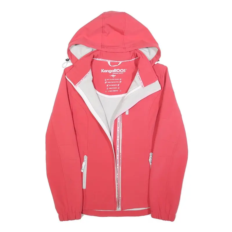 Kangaroos Womens Pink Outdoor Jacket S Polyester Blend Hooded Zip Windproof 1