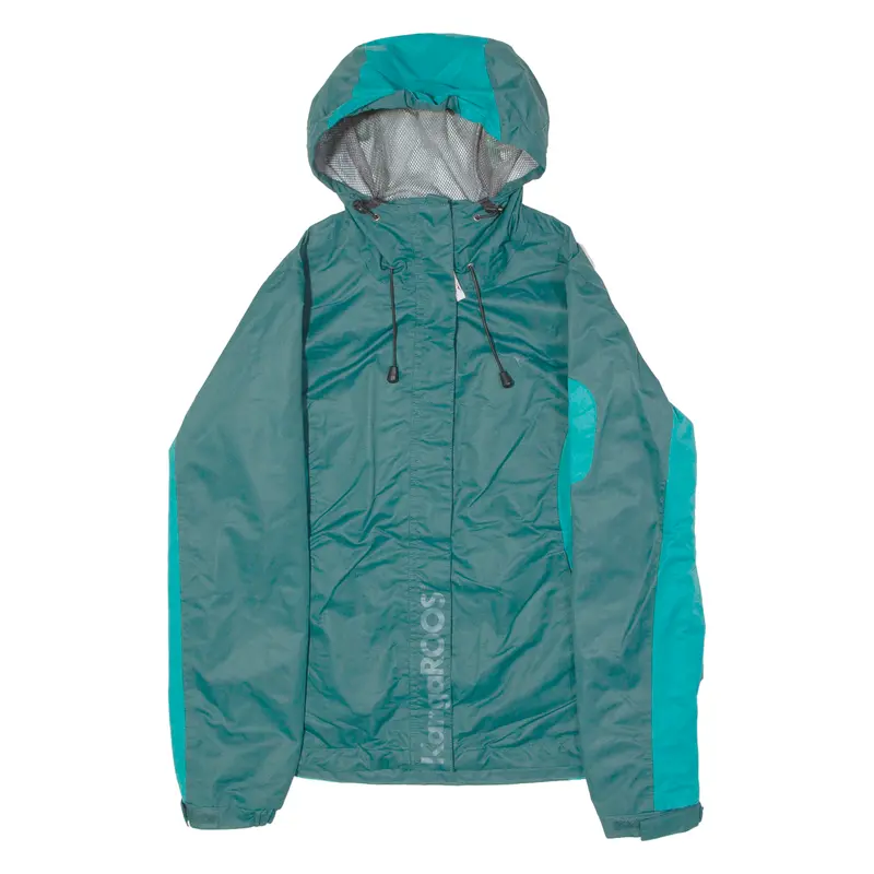 Kangaroos Womens Rain Jacket Green Hooded Colourblock Uk 8 1