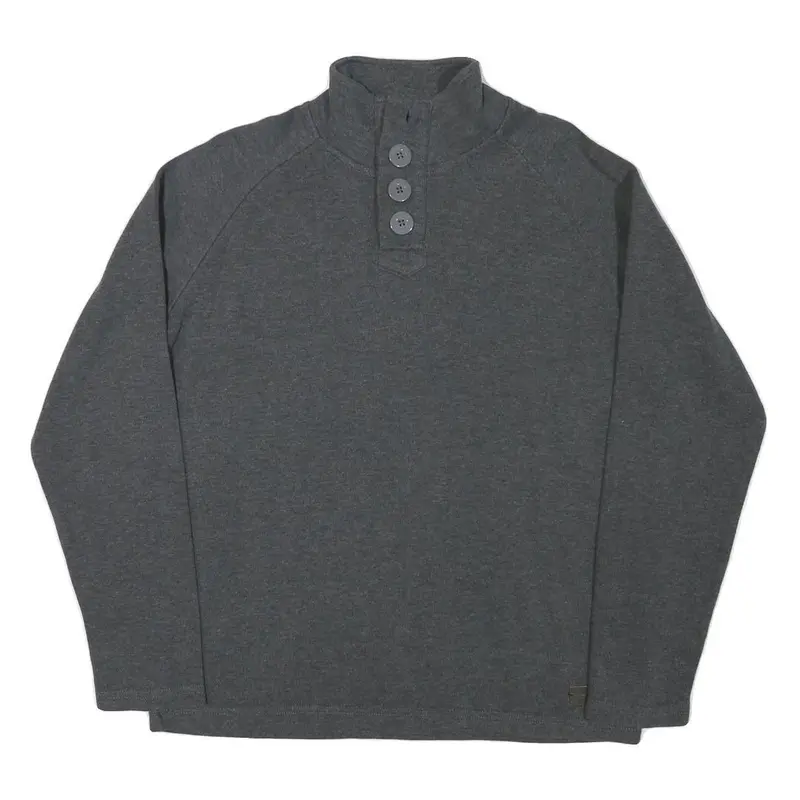 Kangol Mens Grey Cotton Blend Plain Button Neck Basic Knit Jumper M Casual 1
