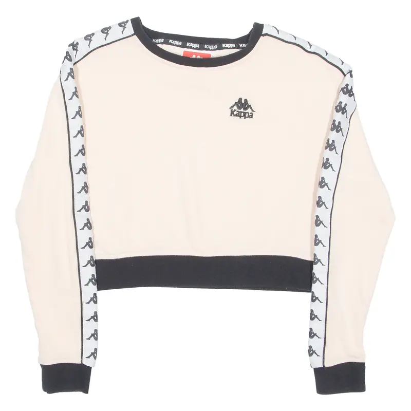 Kappa Cropped Womens Sweatshirt Beige Crew Neck M 1