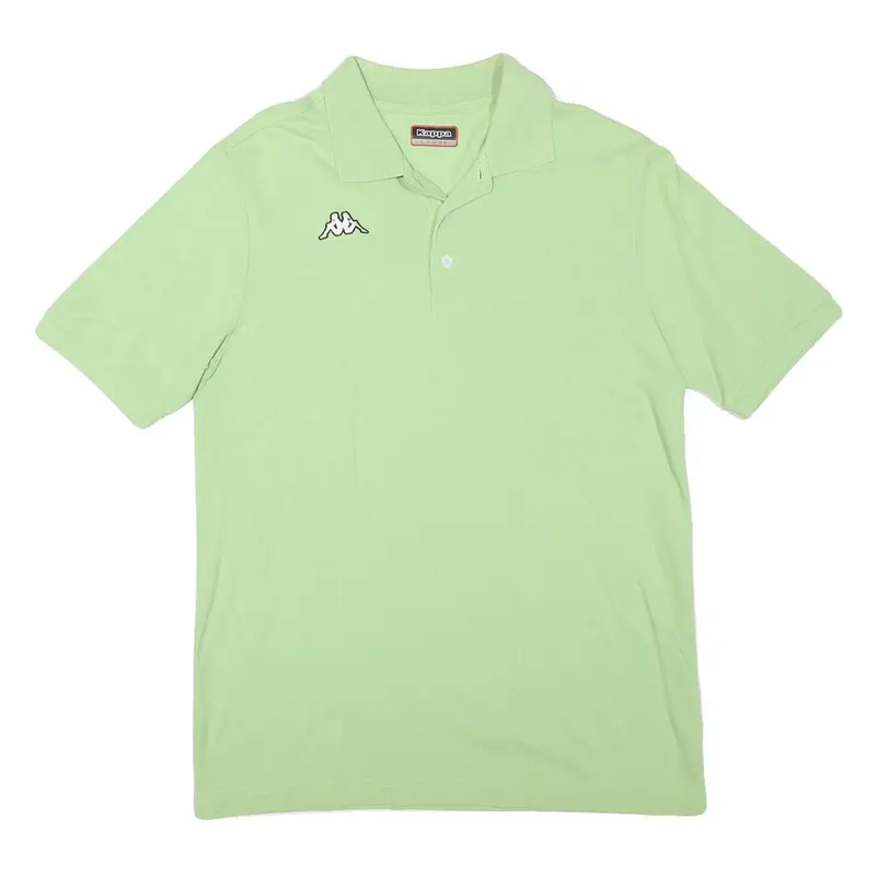 Kappa Mens Light Green Short Sleeve Plain Polo Shirt L Logo Cotton Blend 1