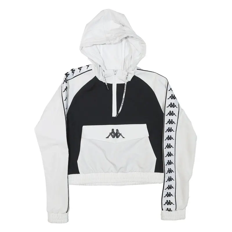 Kappa Womens Black & White Logo Print Zip Up Jacket Xs Polyester Blend 1