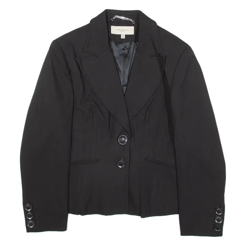 Karen Millen Womens Blazer Jacket Black Knit Wool Uk 14 1