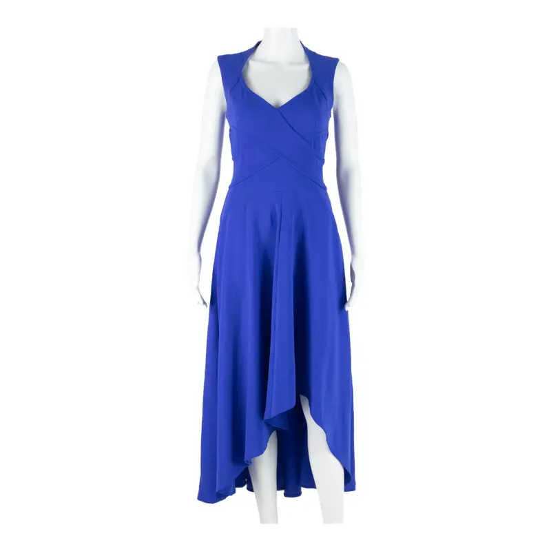 Karen Millen Womens Day Dress Blue Sleeveless Hi-Low Uk 8 1