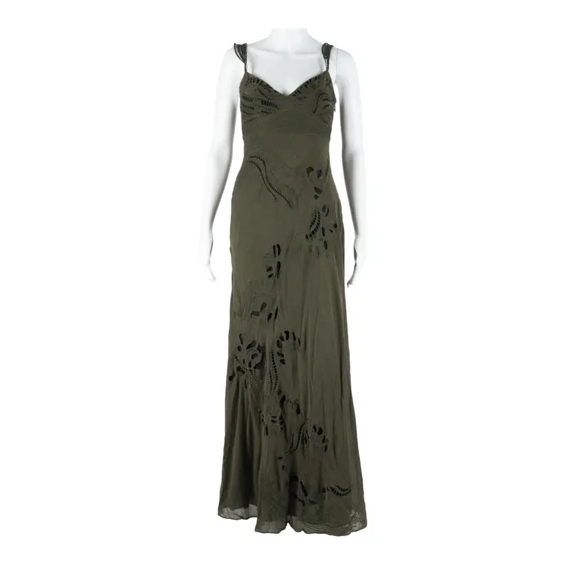 Karen Millen Womens Day Dress Green Sleeveless Long Uk 8 1