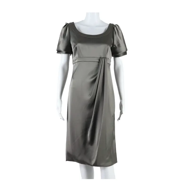 Karen Millen Womens Pencil Dress Grey Short Sleeve Midi Uk 12 1