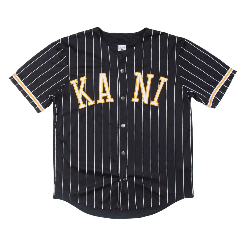 Karl Kani Button Up Striped Mens Jersey Black V-Neck S 1