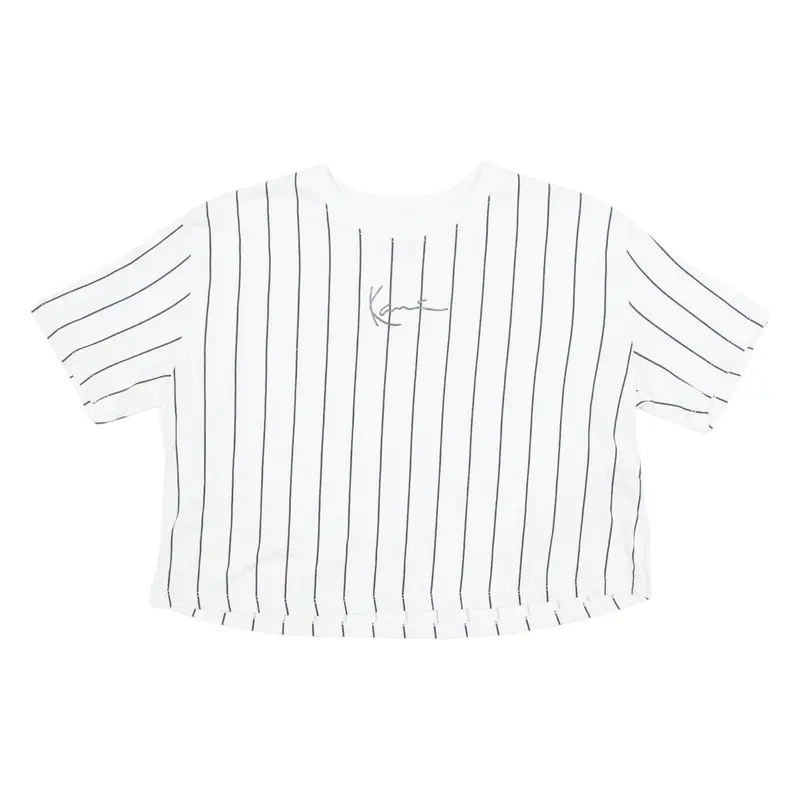 Karl Kani Cropped Striped Womens T-Shirt White Crew Neck S 1