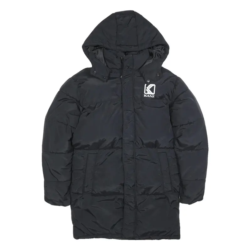 Karl Kani Mens Black Polyester Zip Hooded Puffer Jacket S Lightweight Winter 1
