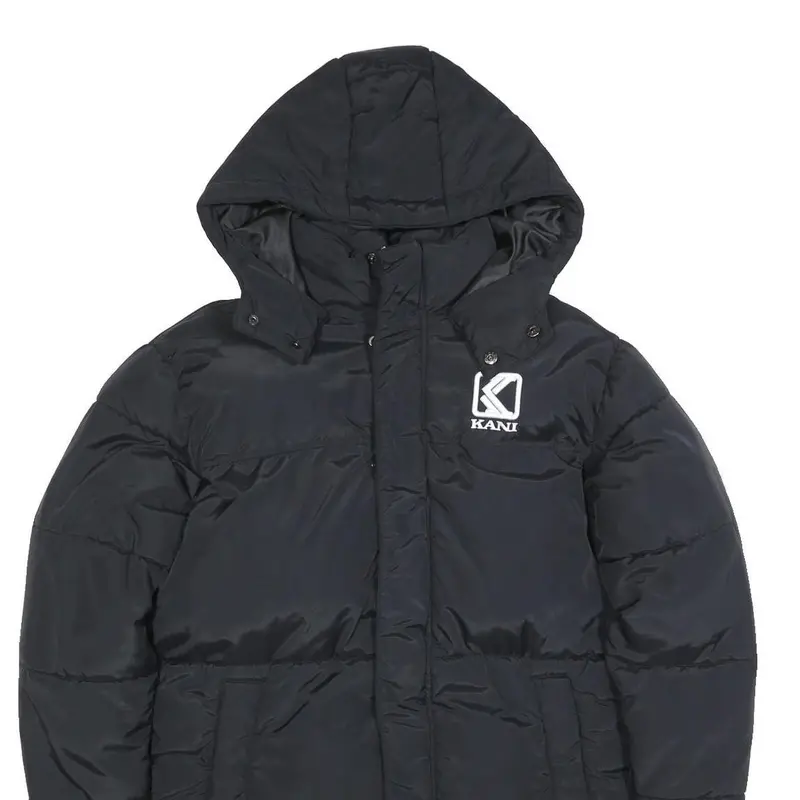 Karl Kani Mens Black Polyester Zip Hooded Puffer Jacket S Lightweight Winter 2