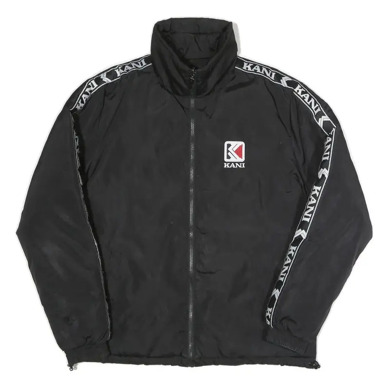 Karl Kani Mens Black & Teal Track Jacket L Polyester Blend Woven Zip Stand-Up 1