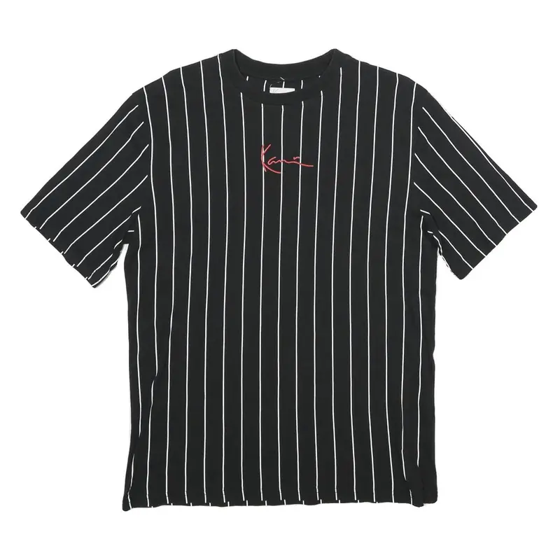 Karl Kani Mens Black & White Pinstripe Graphic T-Shirt S Short Sleeve Crew Neck 1