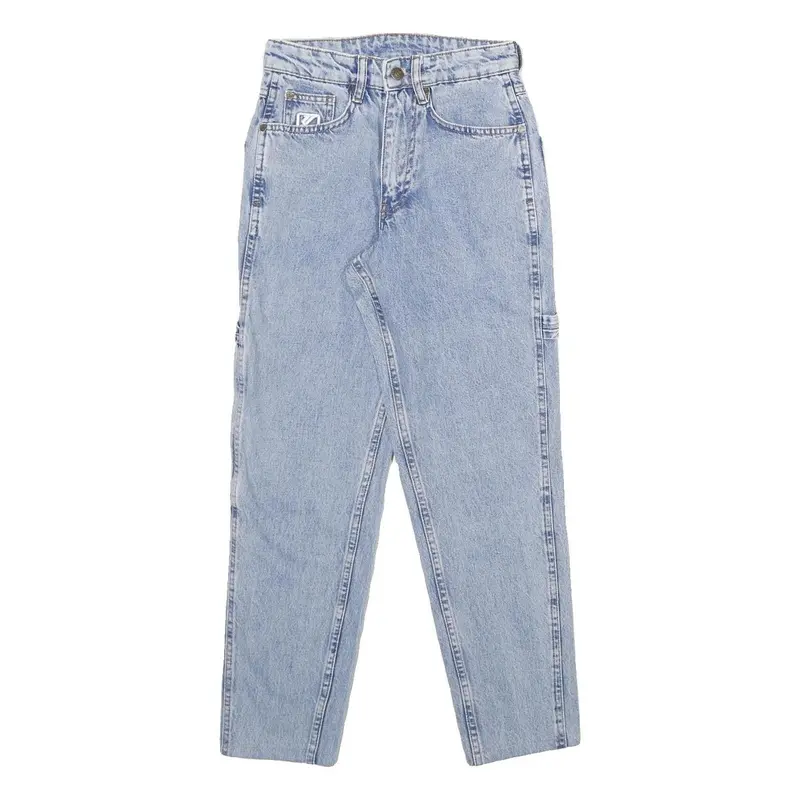 Karl Kani Mens Classic Light Blue Denim Jeans W24 L28 Logo Patchwork Cotton Zip 1