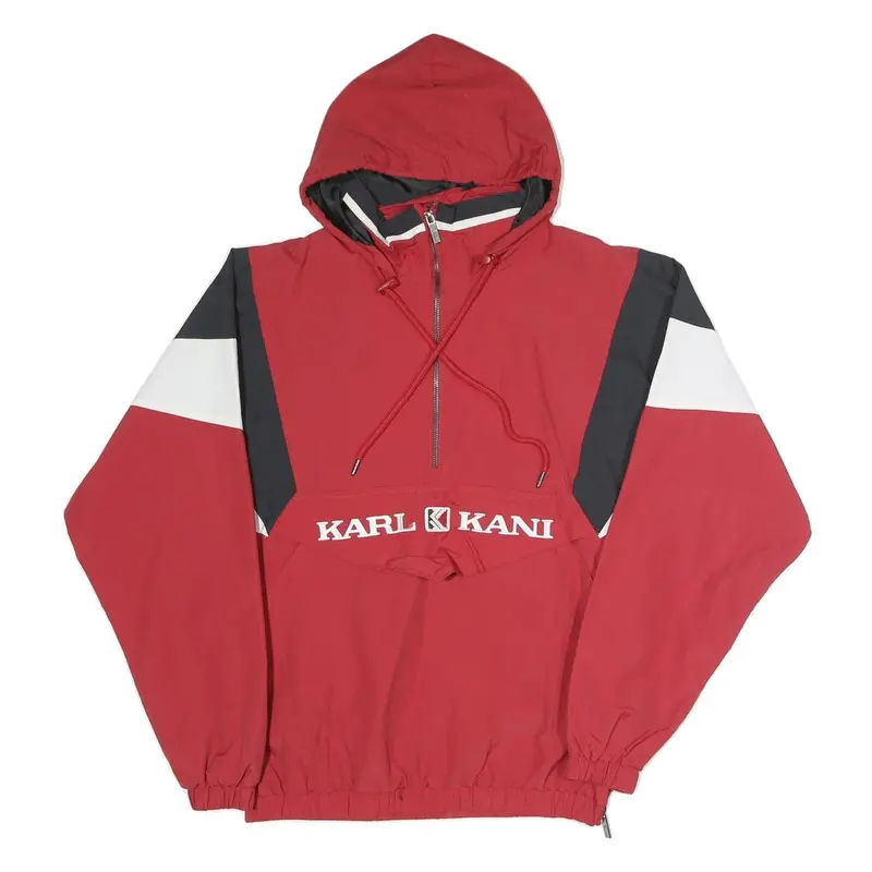 Karl Kani Mens Red Black & White Half Zip Jacket S Polyester Blend Colourblock 1