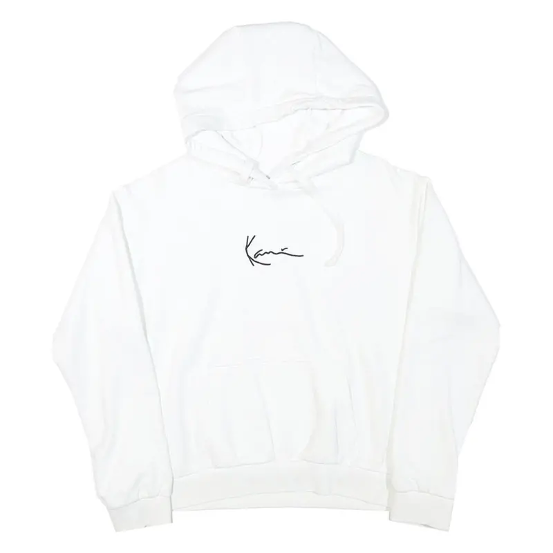 Karl Kani Mens White Hoodie S Cotton Blend Pullover Minimal Logo Casual 1