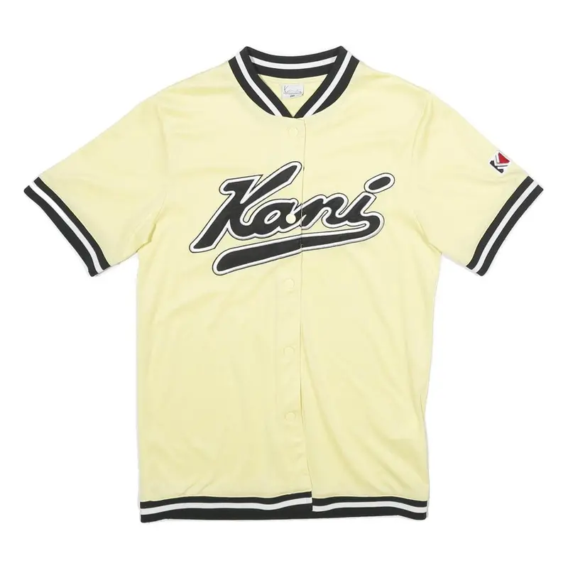 Karl Kani Mens Yellow Black Baseball Style Xs Short Sleeve Crew Neck Kani Logo 1