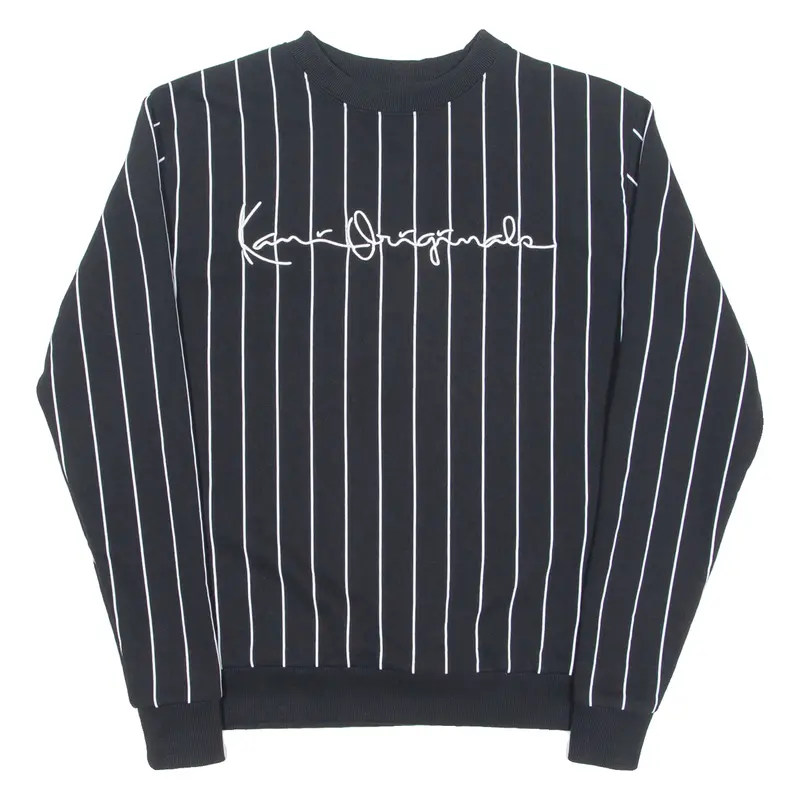 Karl Kani Pinstripe Mens Sweatshirt Black Crew Neck Xs 1
