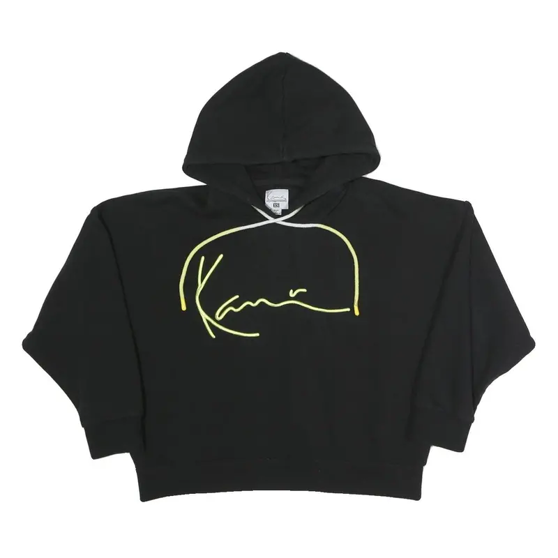 Karl Kani Womens Black Hoodie Xs Cotton Blend Pullover Signature Print 1