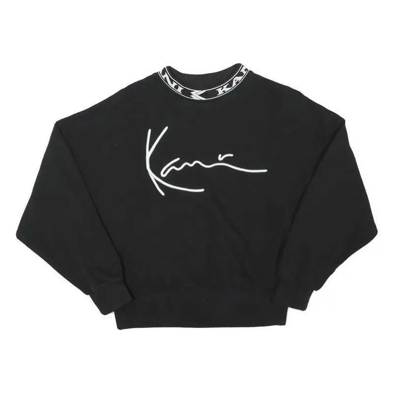 Karl Kani Womens Black Sweatshirt Crew Neck Xs Logo Print 1