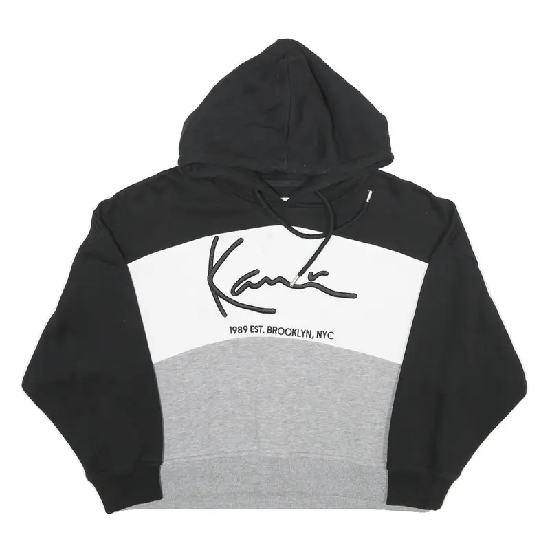 Karl Kani Womens Black & White Grey Signature Hoodie Xs Streetwear Cropped 1