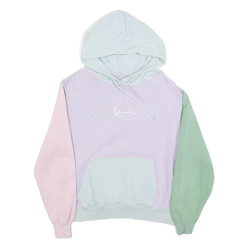 Karl Kani Womens Pastel Blue & Lilac Colourblock Hoodie Xs Cotton Blend Casual 1