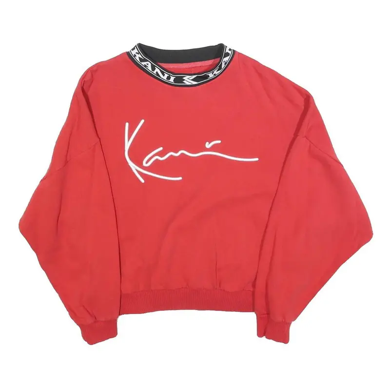 Karl Kani Womens Red Crew Neck L Sweatshirt Cotton Blend Logo Collar 1