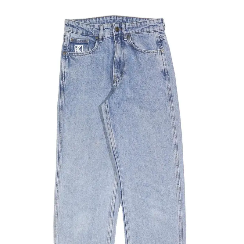 Karl Kani Womens Regular Fit Blue Denim Jeans W26 L32 Classic Cotton Blend Zip 2