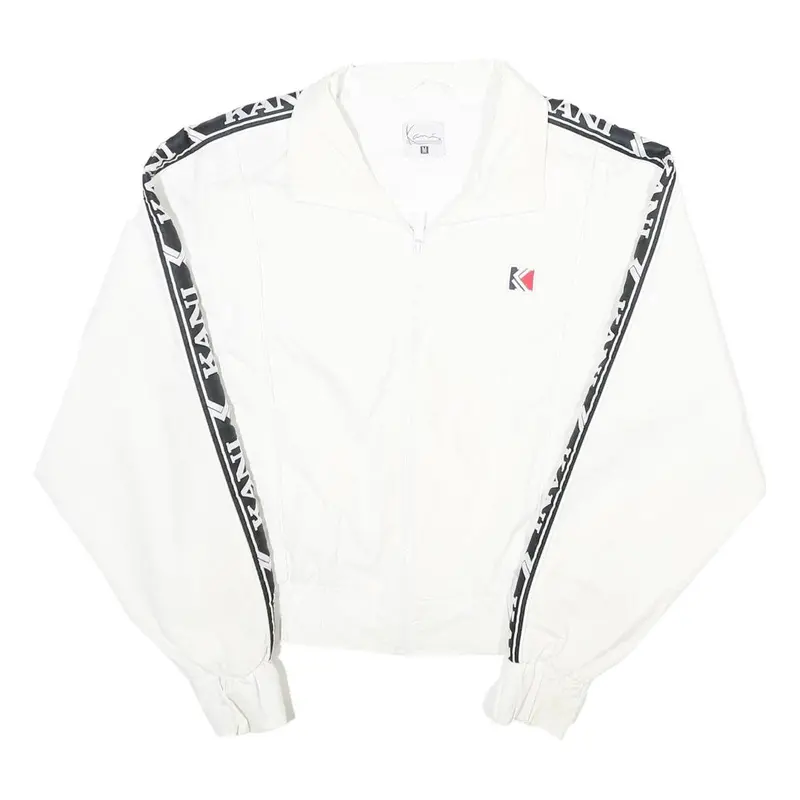 Karl Kani Womens White & Black Logo Track Jacket M Nylon Zip Lightweight 1