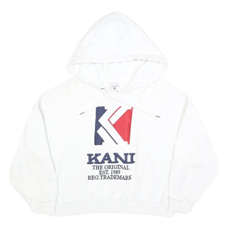 Karl Kani Womens White Red & Navy Pullover Hoodie S Logo Embroidered 1