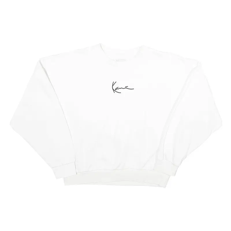 Karl Kani Womens White Signature Logo Crew Neck Sweatshirt M Casual Streetwear 1