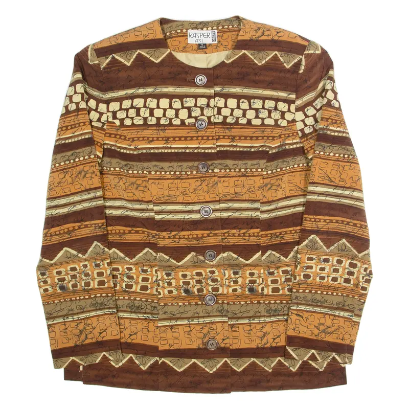 Kasper Asp Womens Blazer Jacket Brown 90S Fair Isle S 1