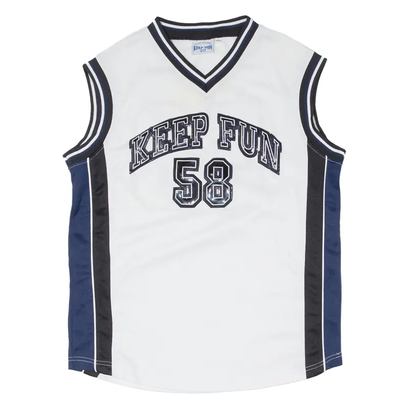 Keep Fun Sports 58 Boys Vest White Sleeveless 90S V-Neck 8-9Y 1