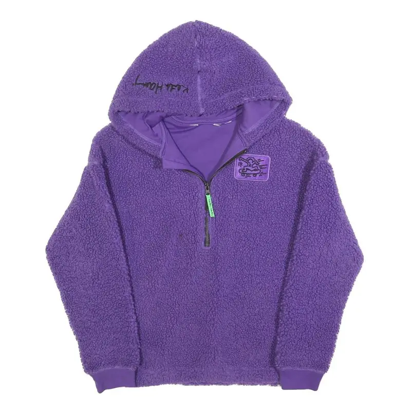 Keith Haring Womens Purple ¼ Zip Hooded Fleece Hoodie S Artistic Graphic 1