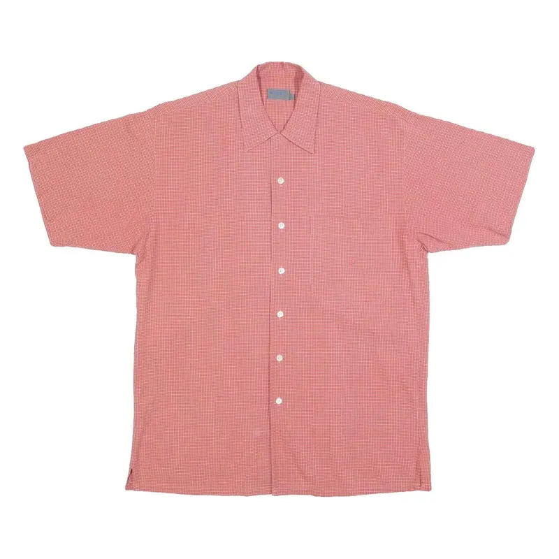 Kenzo Mens Red Check Shirt S Cotton Short Sleeve Button Front Casual 1