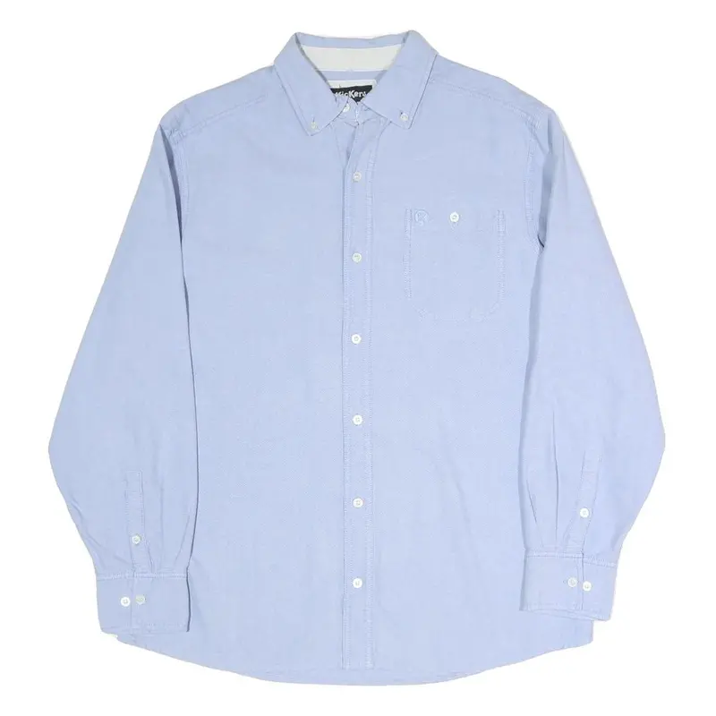 Kickers Mens Blue Shirt L Button-Down Collar Long Sleeve Cotton Blend Classic 1