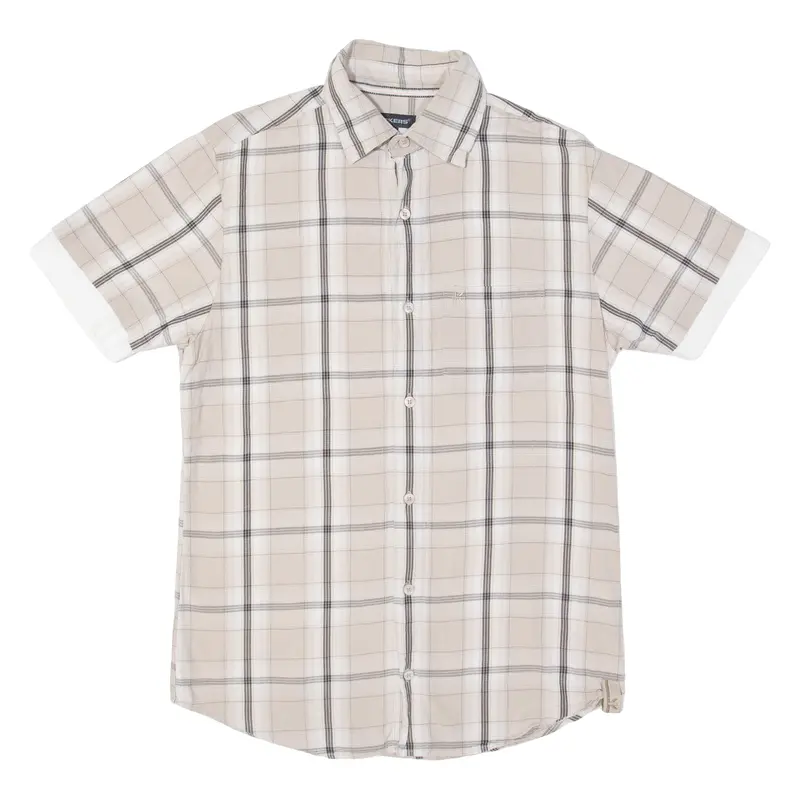 Kickers Mens Flannel Shirt Beige Plaid S 1