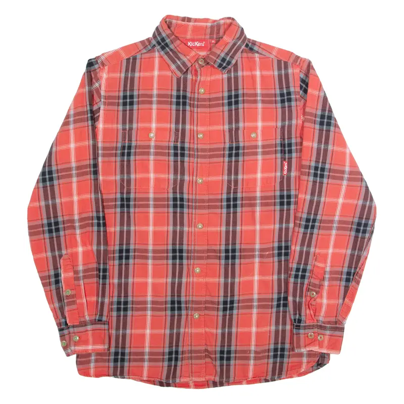 Kickers Mens Shirt Red Check Long Sleeve M 1