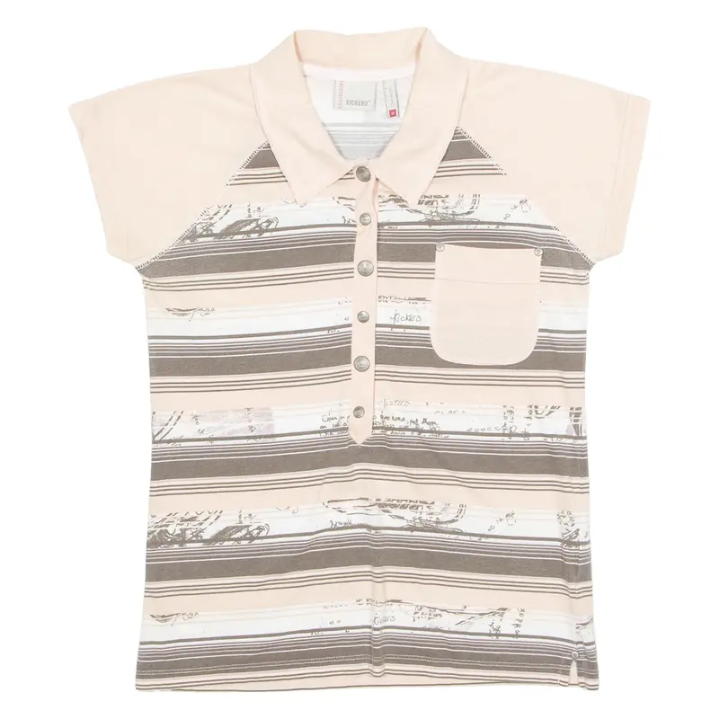 Kickers Womens Polo Shirt Pink Striped Uk 8 1