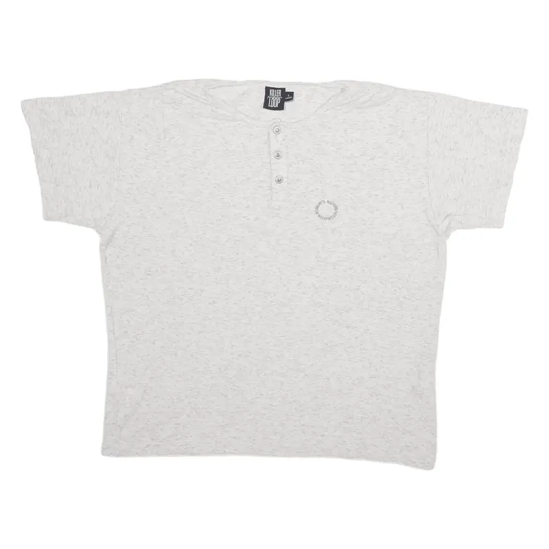 Killer Loop Mens T-Shirt Grey Button Neck L 1