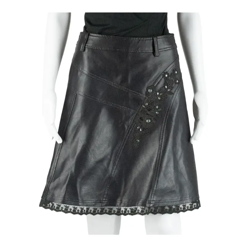 Kin Kai Womens A-Line Skirt Black Knee Length 90S M 1