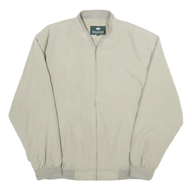 Kingfield Mens Beige Zip Up Polyester Bomber Jacket Xl Woven Casual Outerwear 1