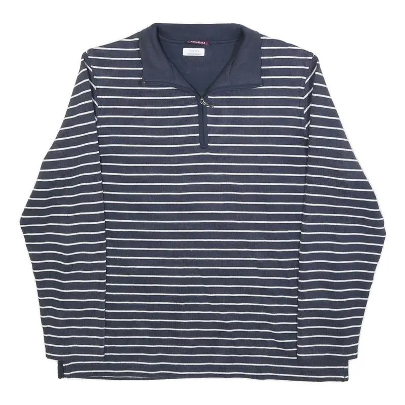 Kingfield Mens Blue & White Patterned Cotton Blend Jumper Half Zip Crew Neck M 1