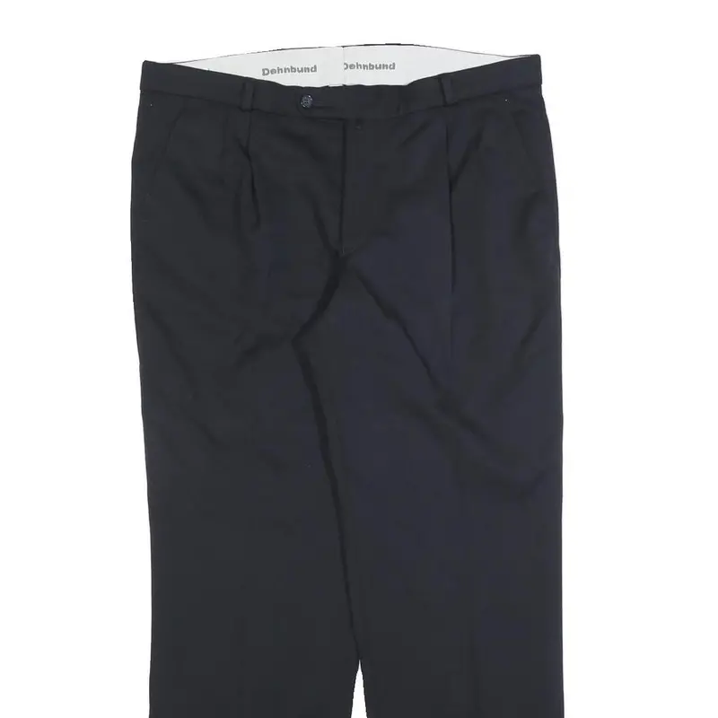 Kingfield Mens Wool Blend Navy Relaxed Straight Trousers W36 L30 Formal Smart 2