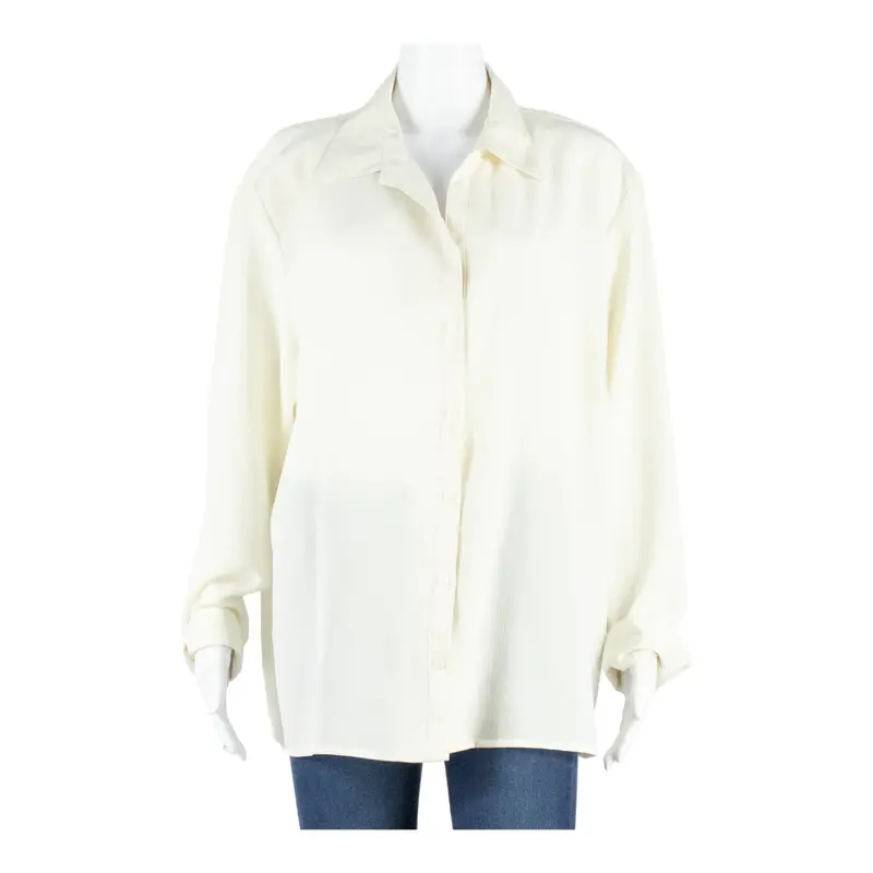 Kingfield Womens Blouse White V-Neck Long Sleeve Xl 1