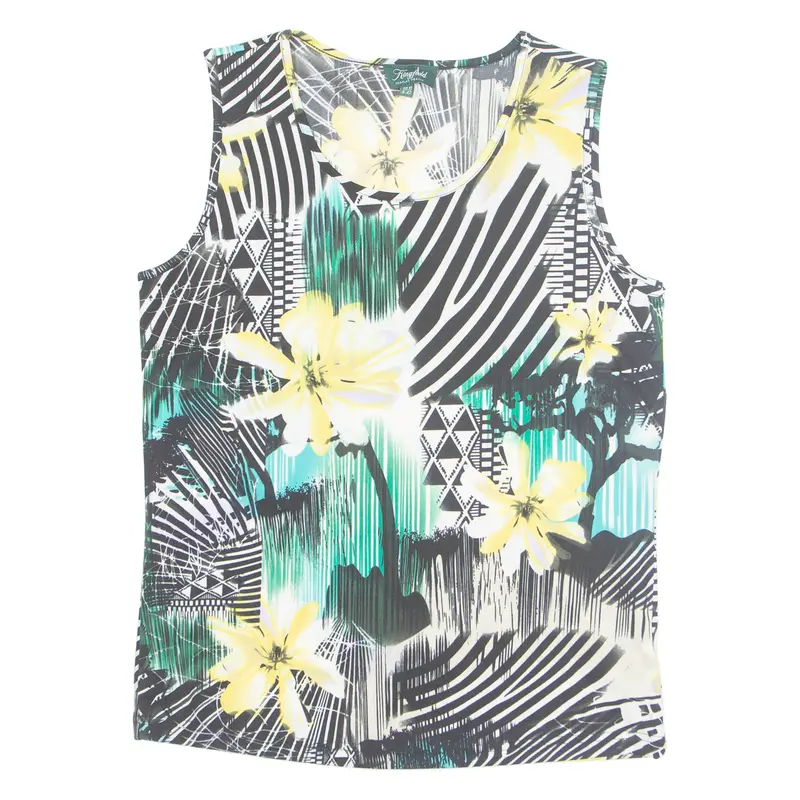 Kingfield Womens Printed Vest Yellow Sleeveless Floral M 1
