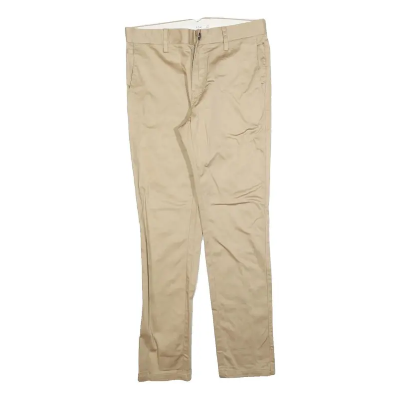 Kiomi Mens Cotton Blend Beige Slim Straight Trousers W29 L30 Classic Zip Pockets 1