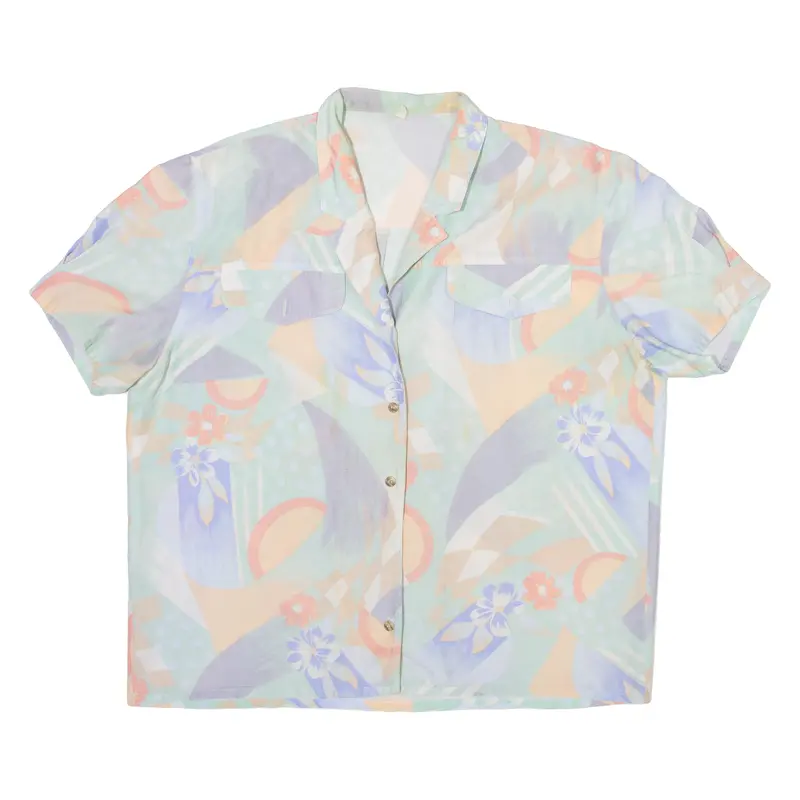 Klepper Sportswear Womens Shirt Blouse Green V-Neck Crazy Pattern M 1