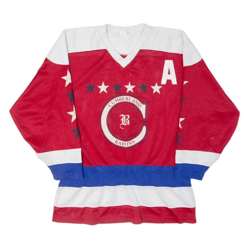 Kobe Cumberland Barons Mens Jersey Red 3/4 Sleeve Usa V-Neck L 1