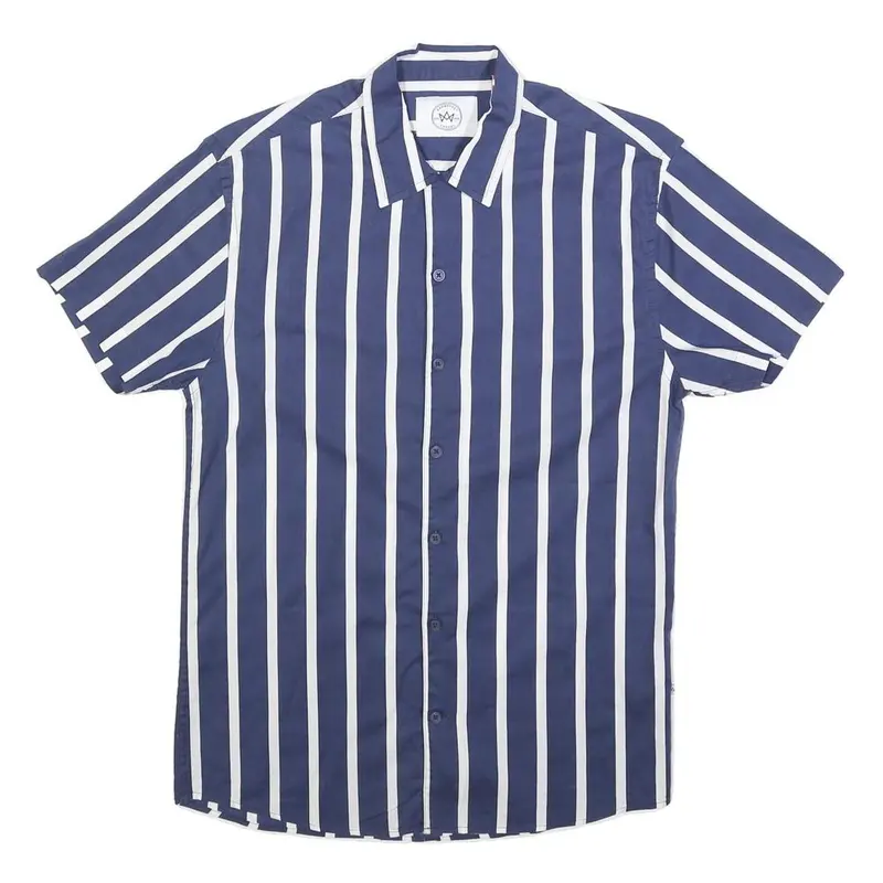 Kronstadt Casual Mens Blue & White Striped Casual Shirt M Lightweight Cotton 1