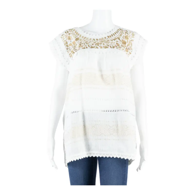 K'uub Tiendita Womens Vests Blouse White Strapless Crazy Pattern S 1